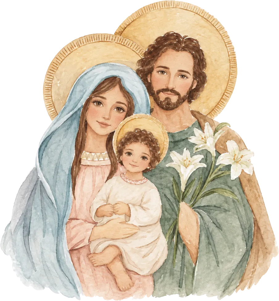 Ilustração em aquarela da Sagrada Família